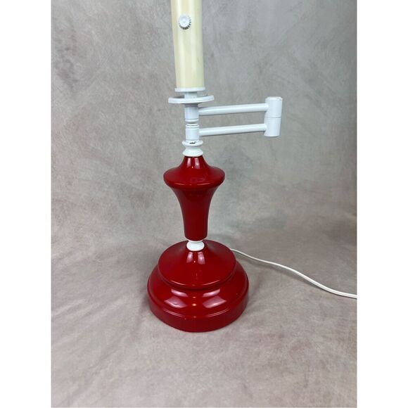 Vintage Red Metal Swing Arm Table Lamp 1980s 1990s - Picture 4 of 10